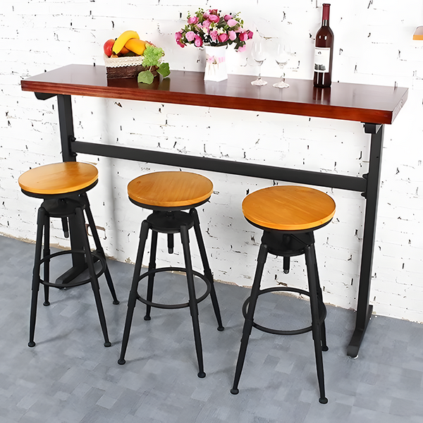 Solid Wood Steel Swivel Lift Bar Stool Counter Stools