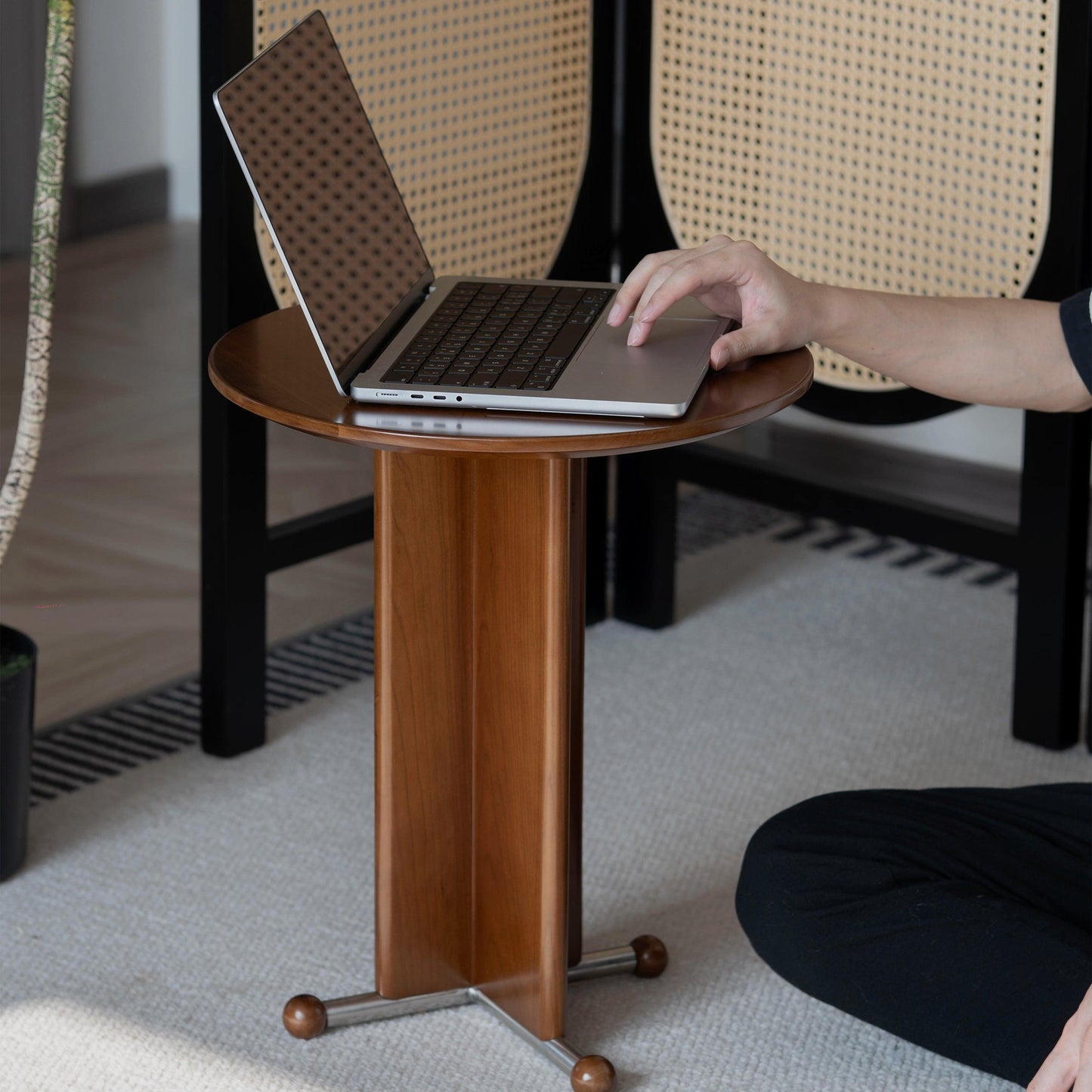 Cherry wood Sofa Side Table