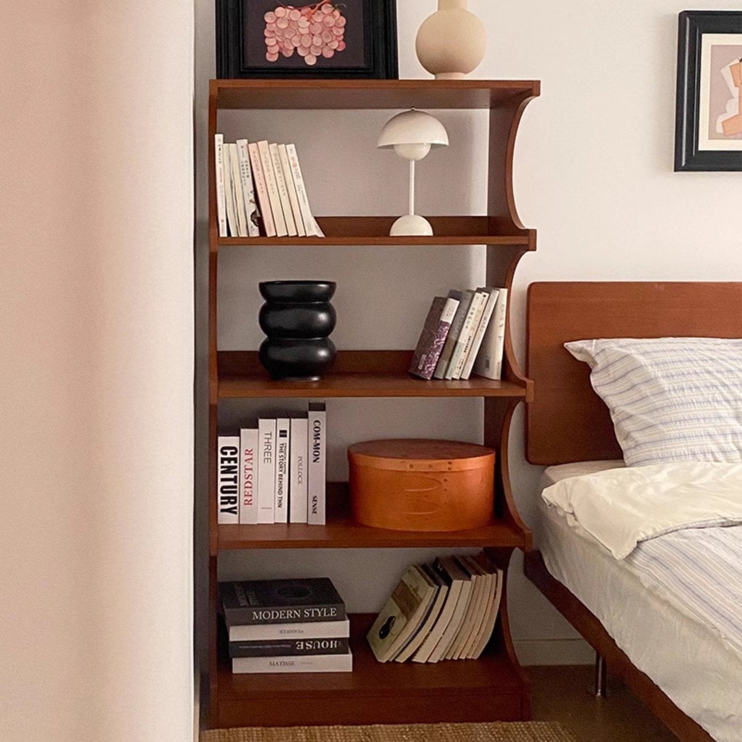 Solid wood multi-tier bookshelf