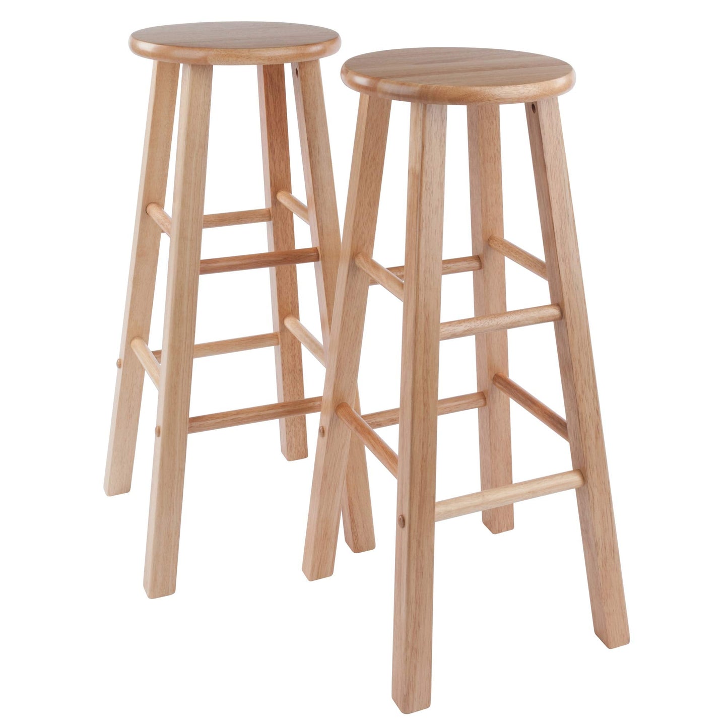 Set of 2 Solid Wood Bar Stools Counter Stools Retro Round Stool Bar Chair Step Stool