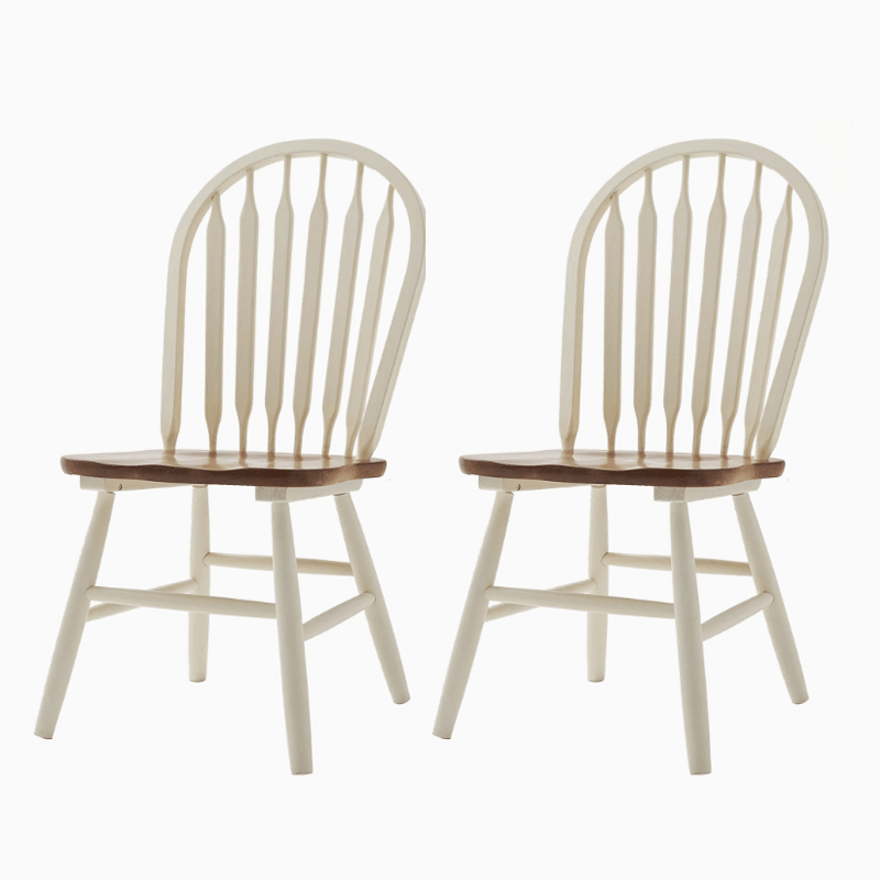 Oak Wood Windsor Back Side Chair for Home - Set of 2