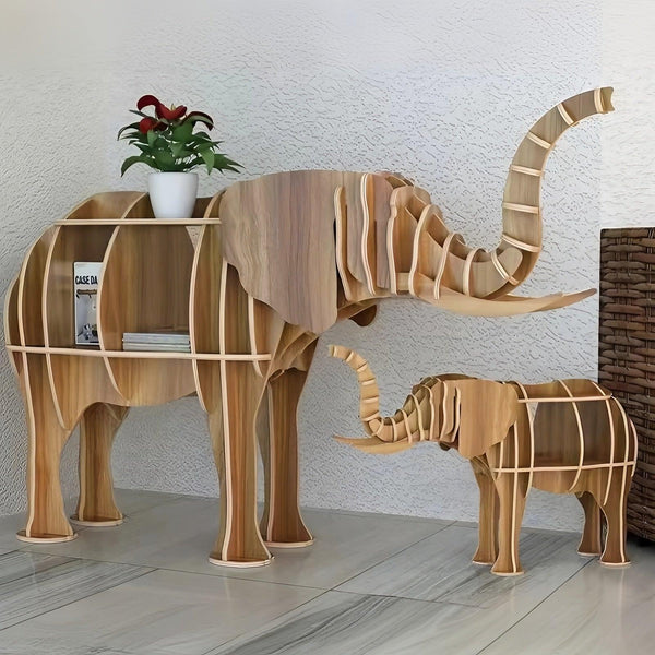 Wooden Bookshelves Elephant Animal Shape Bookshelf Kids Bookcases Storage Rack