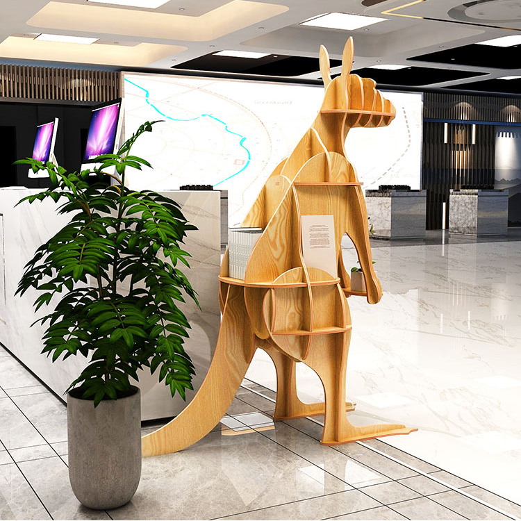 Wooden Kangaroo Animal Shape Bookshelf Storage Rack