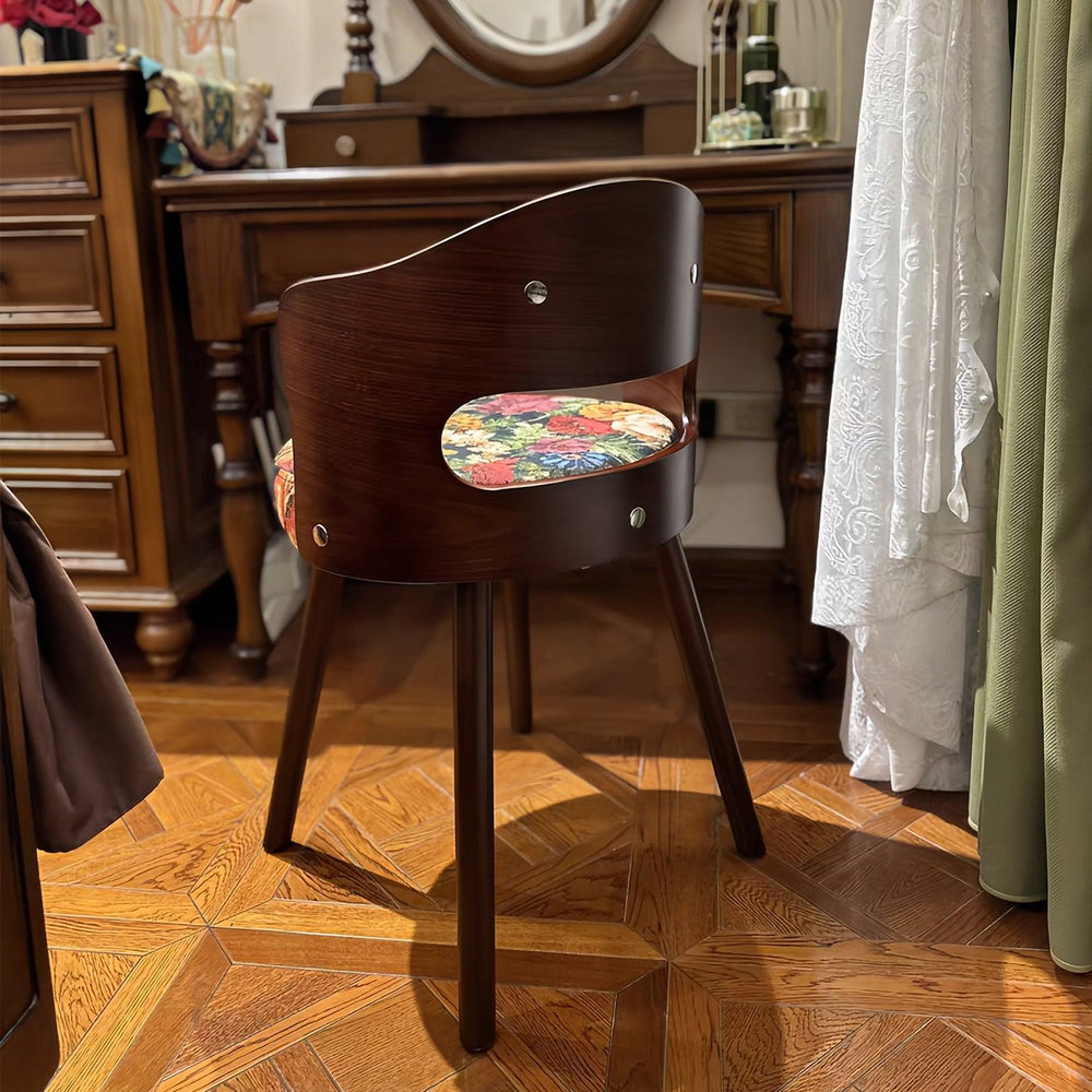Vintage Makeup Vanity Chair Swivel Vanity Stool With Backrest – Woodartdeal