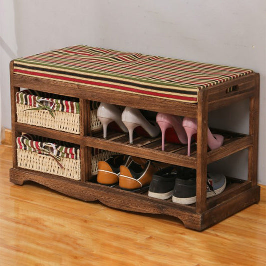 Pastoral Wooden Shoe Changing Stool