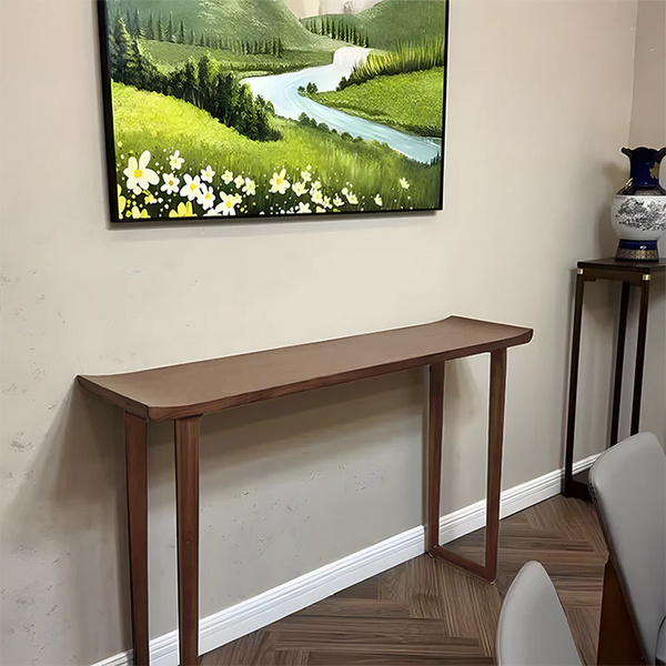 Minimalist Solid Wood Console Table – Slim Entryway & Hallway Table with Tray Edges and Rounded Legs