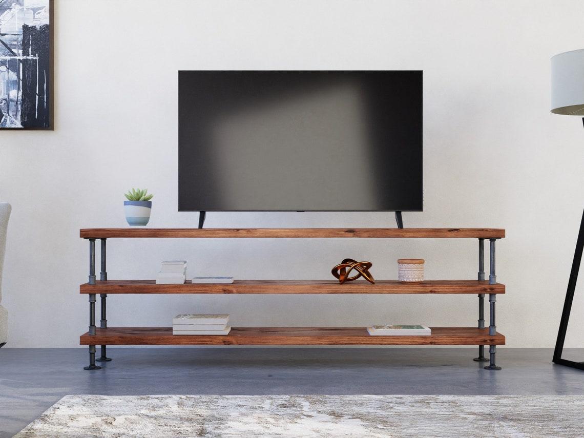 3-Tier Industrial chic tv stand, Rustic media console - Woodartdeal