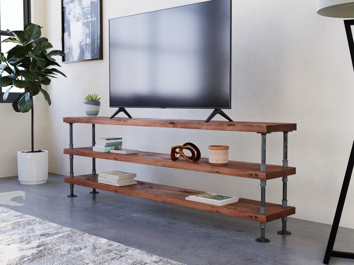 3-Tier Industrial chic tv stand, Rustic media console - Woodartdeal