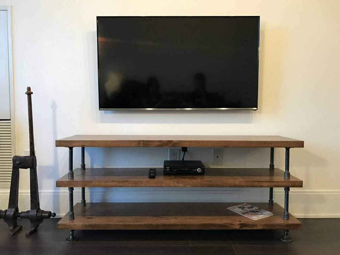 3-Tier Industrial chic tv stand, Rustic media console - Woodartdeal