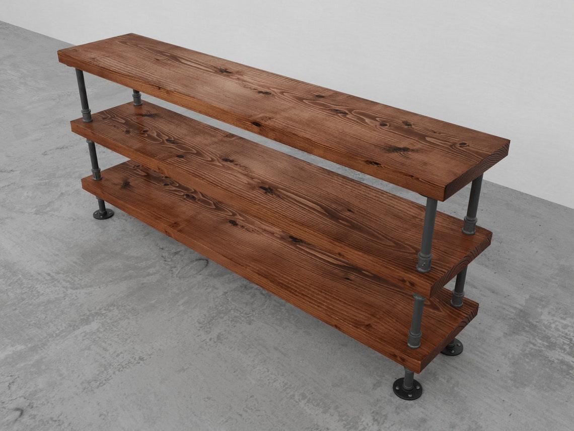 3-Tier Industrial chic tv stand, Rustic media console - Woodartdeal