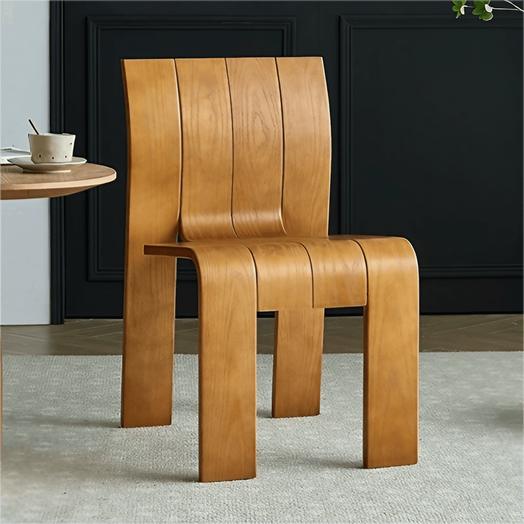 Solid Wood Curved Wood Chair Designer Dining Chairs Special-shaped Backrest Chair