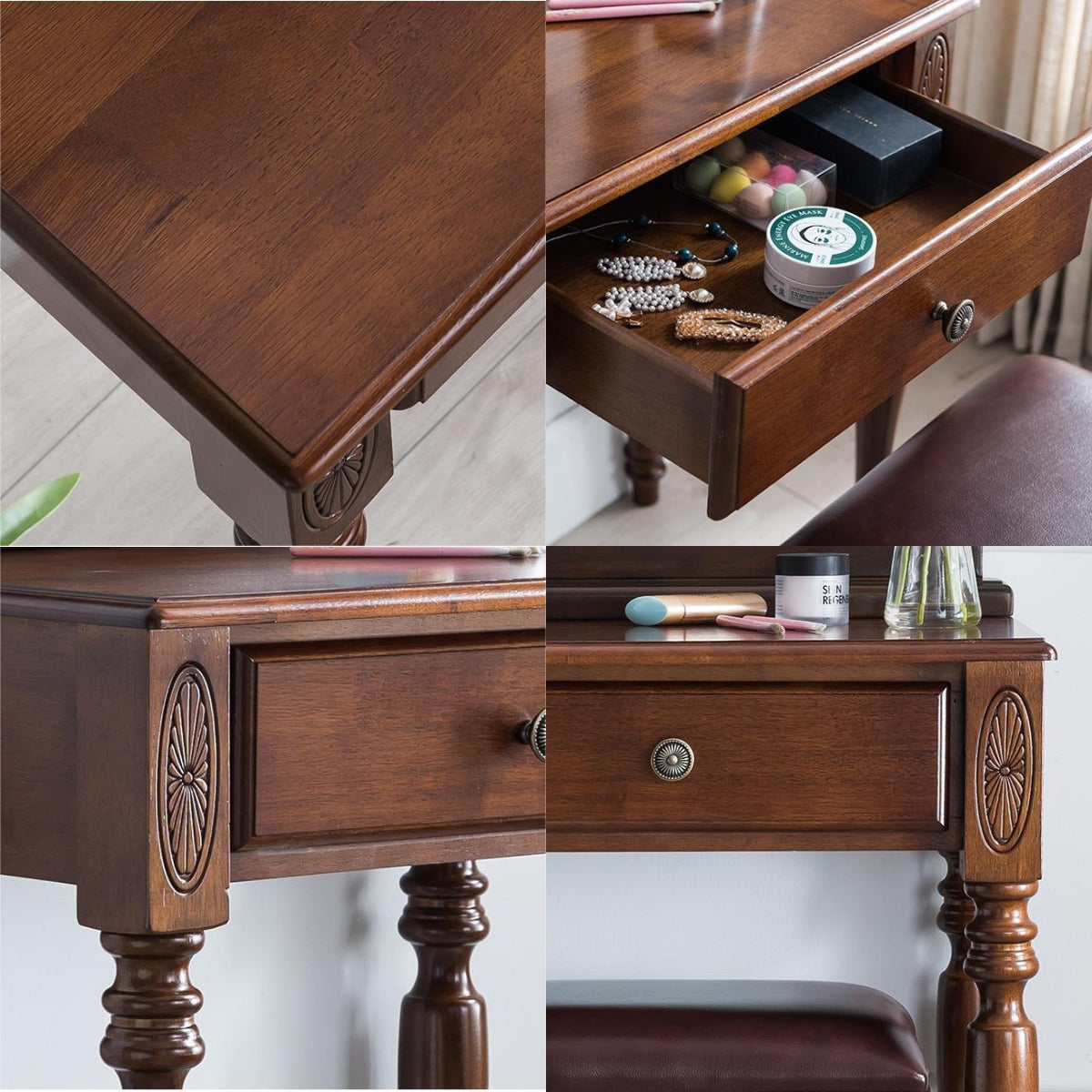 Oak Dressing Table Roman Column Design Desk