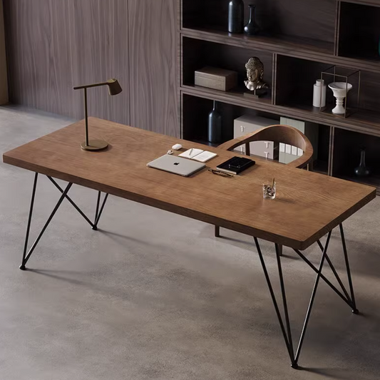 Solid Wood Office Desk, Minimalist Study Desk, Large Rectangular Table, Computer Desk, Industrial Style Desk