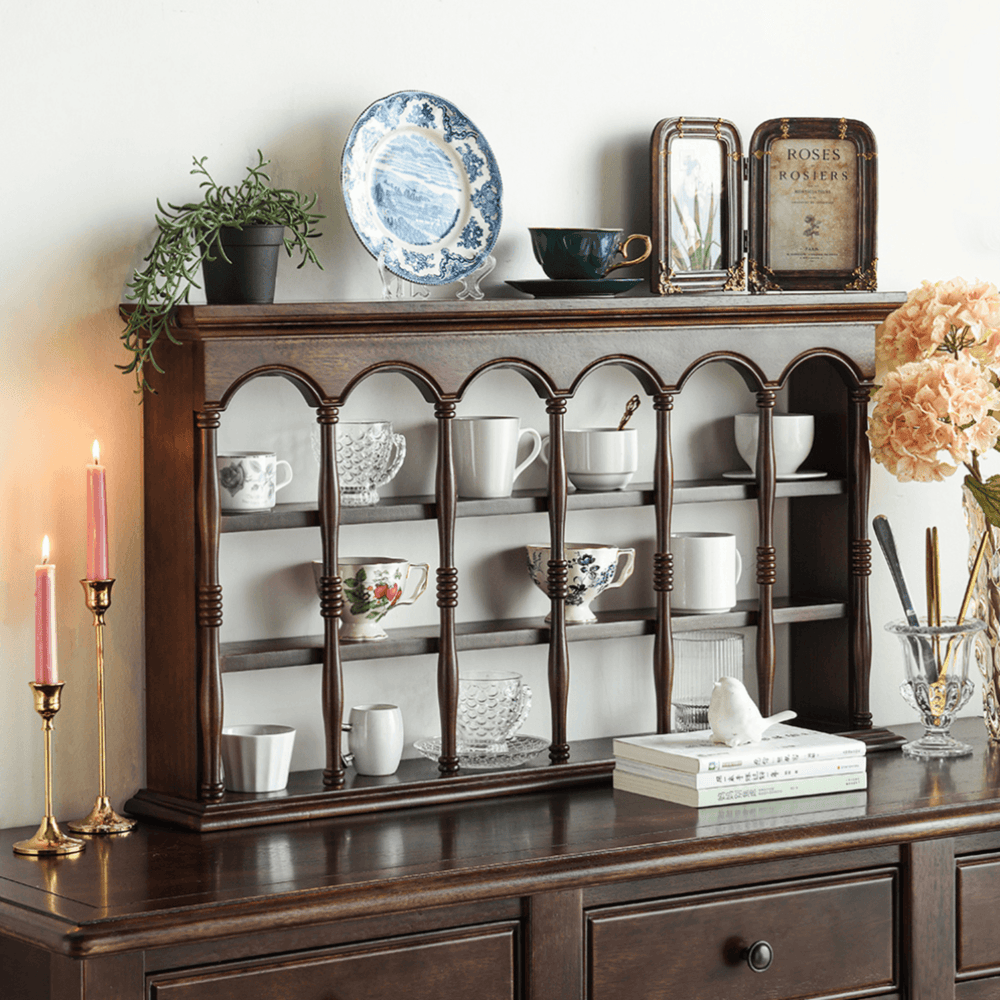 Light Luxury Solid Wood Shelf /Vintage Cup Storage Rack /Wall