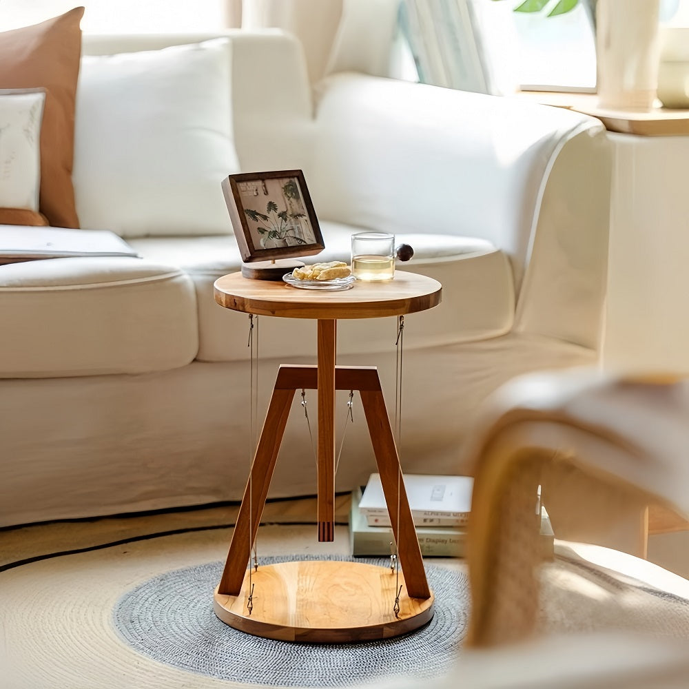 Solid Wood Anti-Gravity Floating Round Side Table