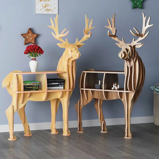 Wooden Bookshelves Elk Animal Shape Bookshelf Kids Bookcases Storage Rack