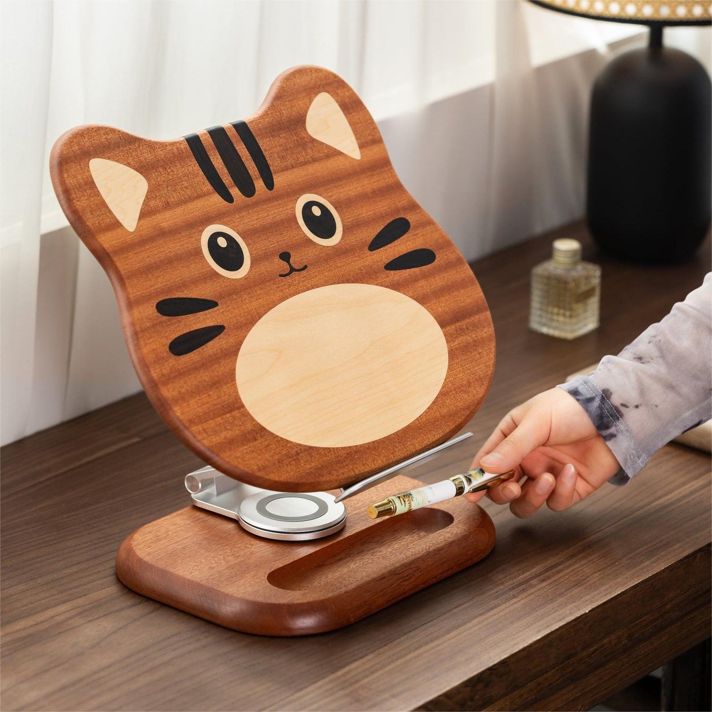 Solid Wood Animal 360° Rotating Adjustable Foldable Lifting Desktop Book Holder Laptop Bracket