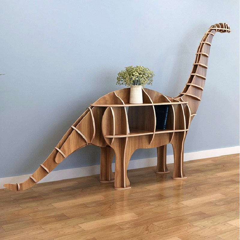 Wooden Long Neck Dragon Animal Shape Bookshelf Storage Rack