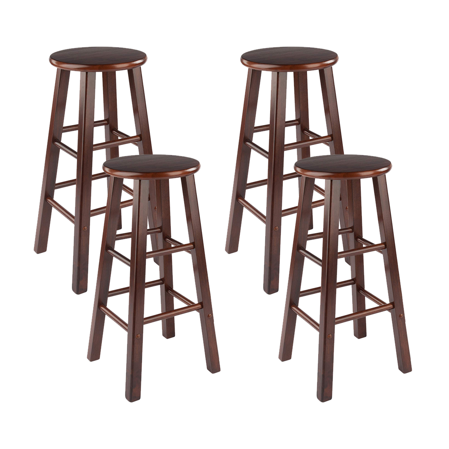 Set of 2 Solid Wood Bar Stools Counter Stools Retro Round Stool Bar Chair Step Stool