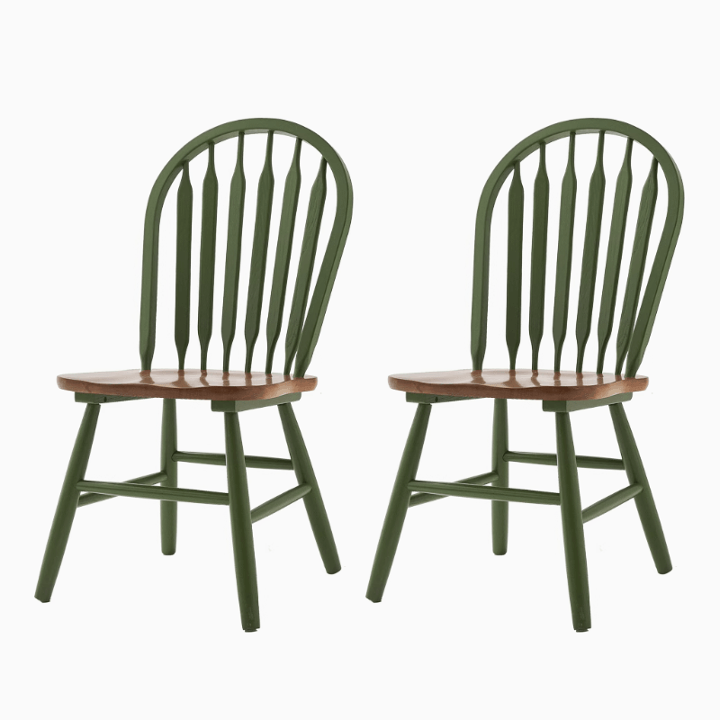 Oak Wood Windsor Back Side Chair for Home - Set of 2