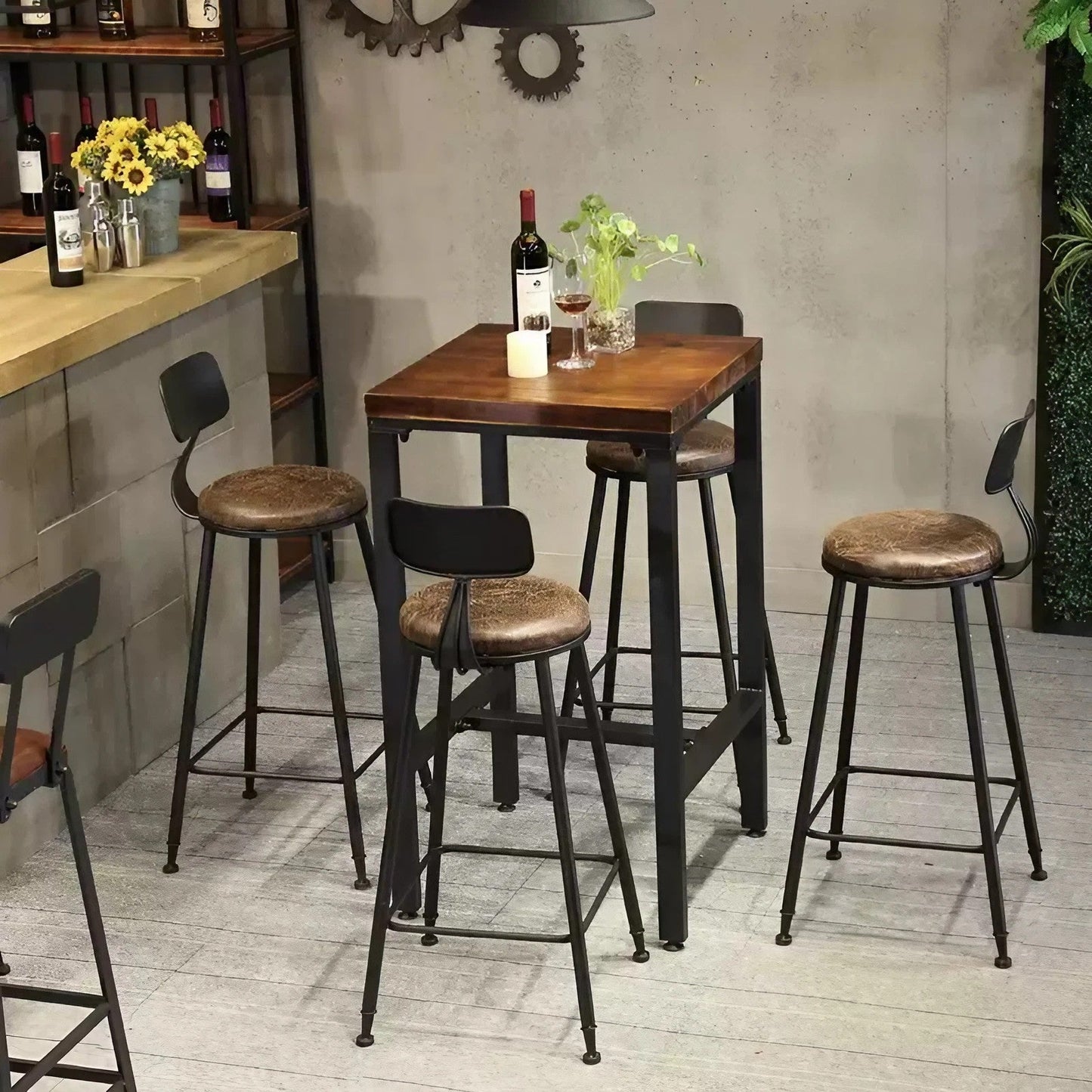 Solid Wood Square High Table Bar Table And Chairs