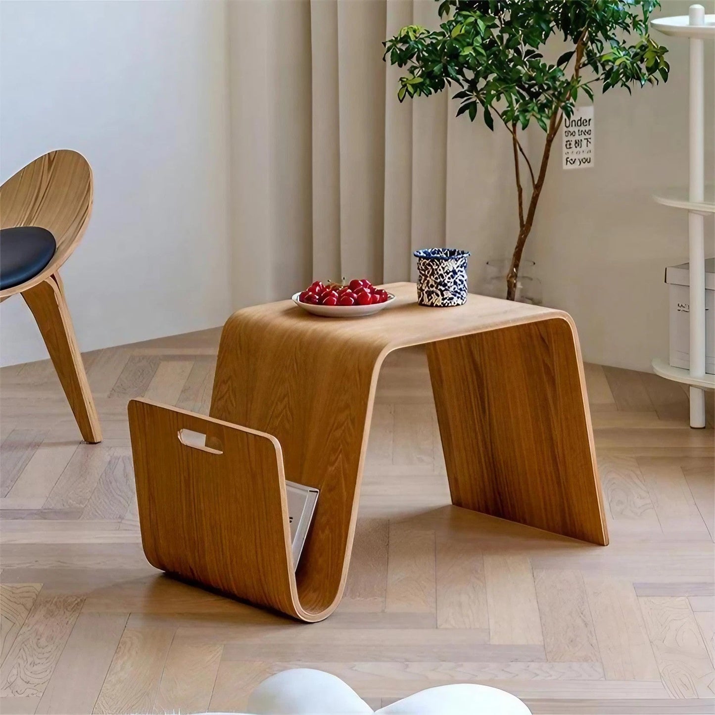 Multipurpose Solid Wood N Shaped Side Table Designer Corner Table