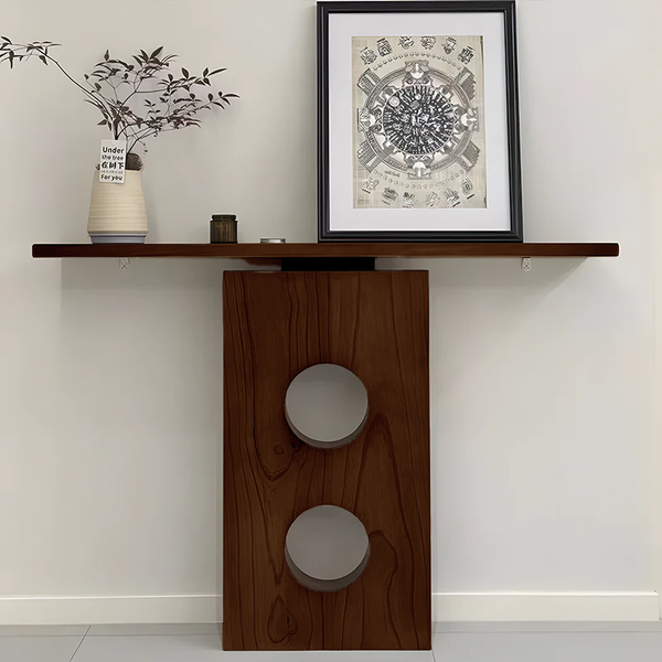 Modern Solid Wood Console Table with Artistic Cutout Base – Entryway & Hallway Furniture