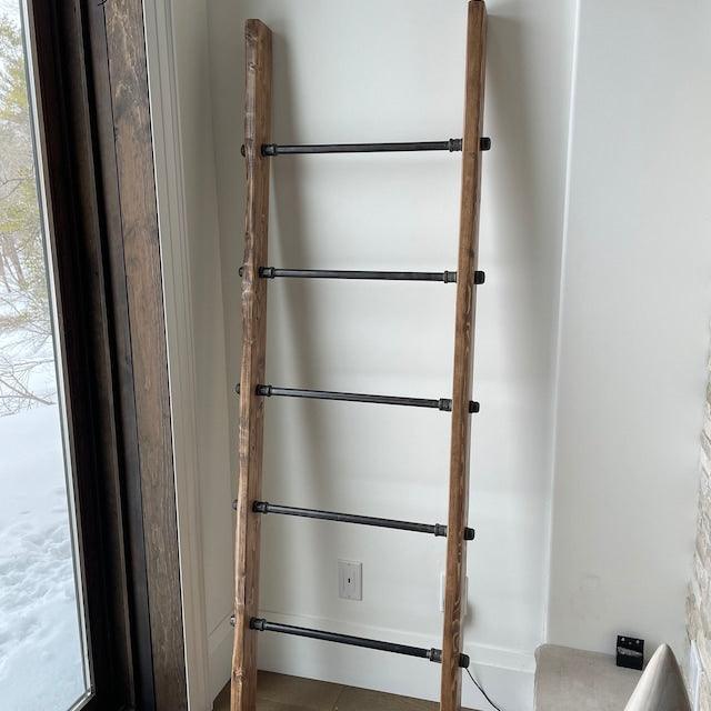 6 Ft Extra Wide Industrial Pipe and Wood Blanket Ladder