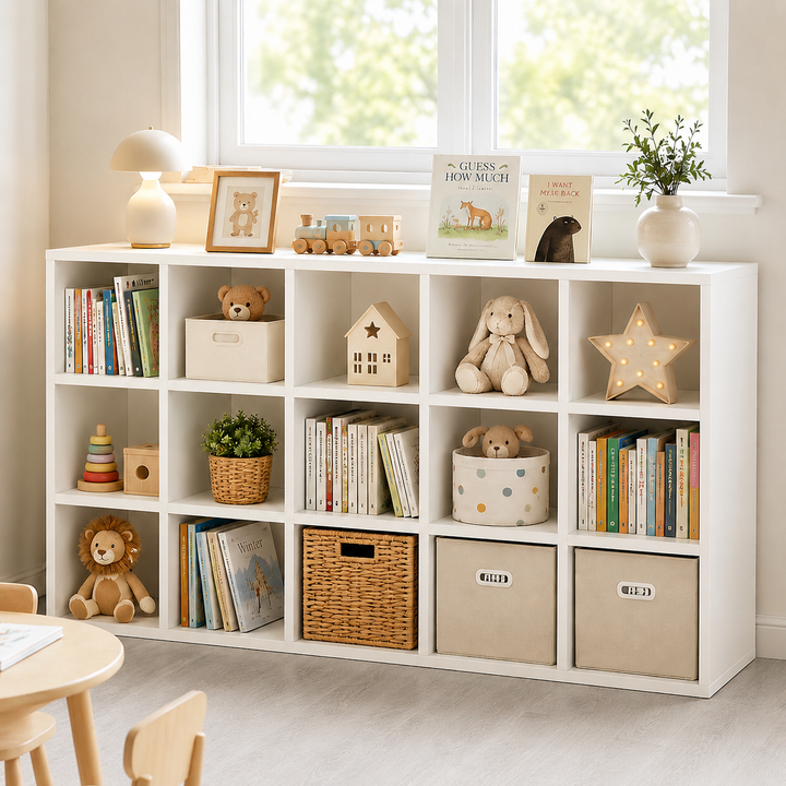 Solid Wood Cube Storage Rack, White Bookshelf, Multi-Shelf Cube Storag ...