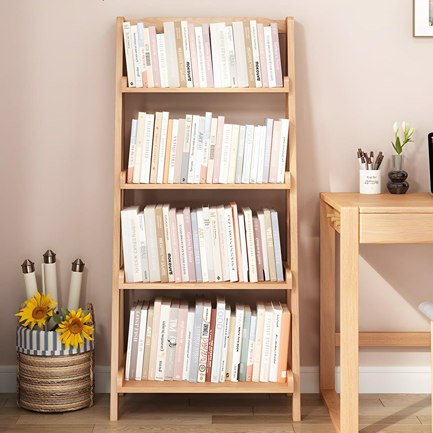 4-Tier Floor Standing Bookshelf with Open Design Shelving Unit - Woodartdeal