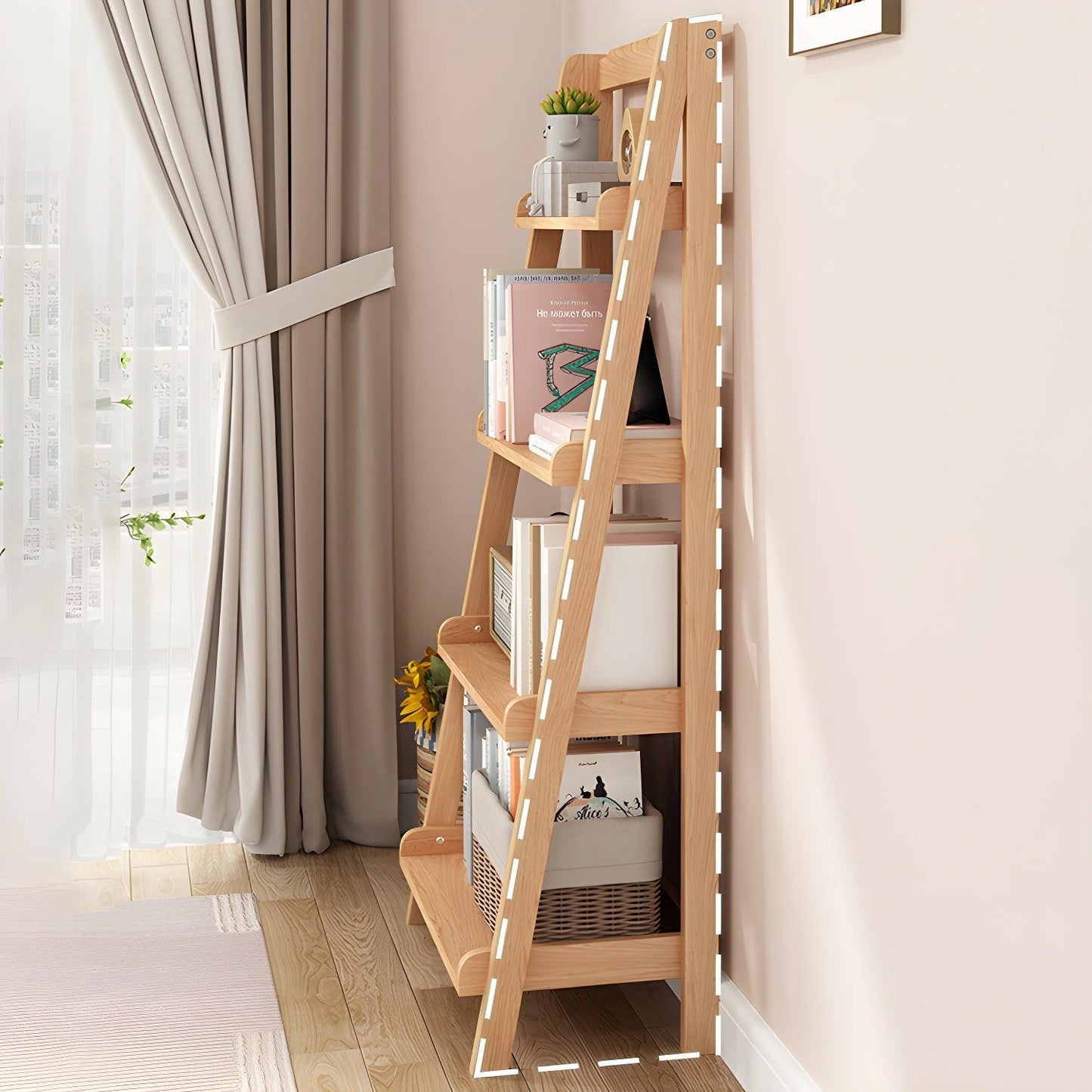 4-Tier Floor Standing Bookshelf with Open Design Shelving Unit - Woodartdeal