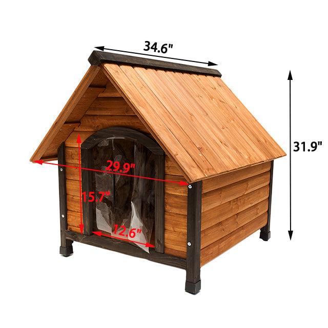 Outdoor Solid Wood Dog House with Adjustable Foot Pad,Weatherproof