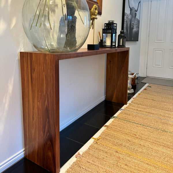 Modern Waterfall Console Table, Modern Wood Entry Table, TV Console, Black Walnut