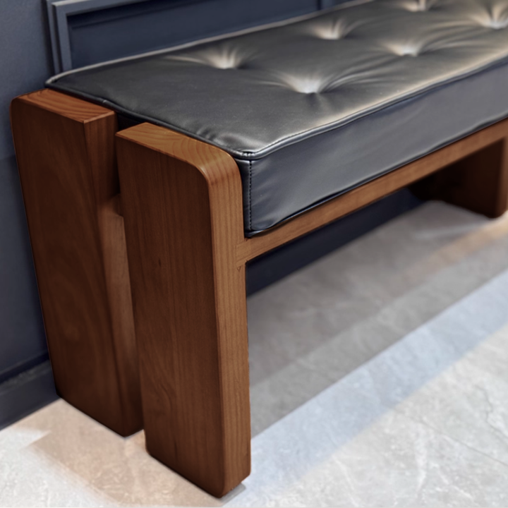 Modern Solid Wood Bench with Upholstered Seat – Pine Wood Dining Bench ...