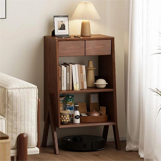 Solid Wood Floor-Standing Rack Living Room Bookshelf Storage Cabinet