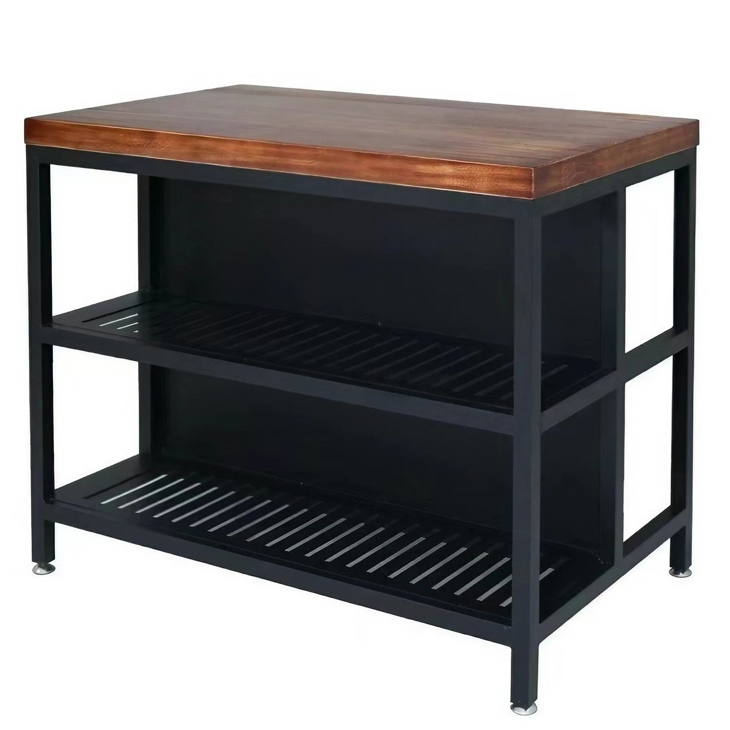 Solid Wood Kitchen Island Side Table Butcher Block Table Storage Rack