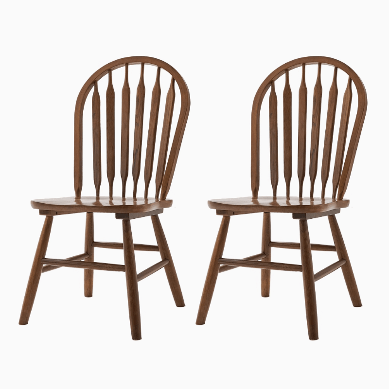 Oak Wood Windsor Back Side Chair for Home - Set of 2