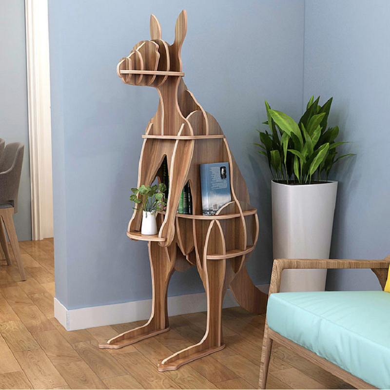 Wooden Bookshelves Kangaroo Animal Shape Bookshelf Kids Bookcases Storage Rack