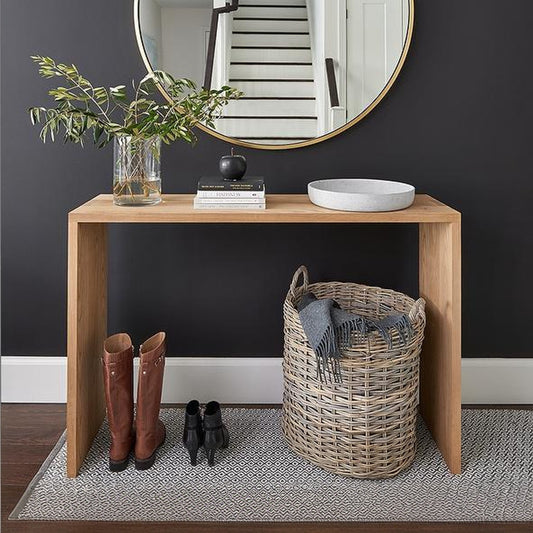 Modern Waterfall Console Table, Modern Wood Entry Table, TV Console,White Oak