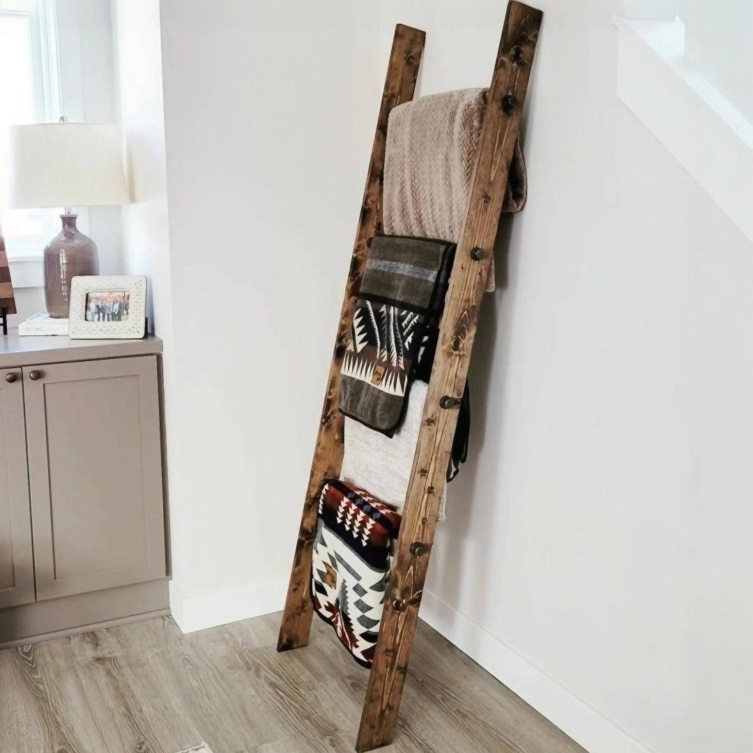 6 Ft Extra Wide Industrial Pipe and Wood Blanket Ladder