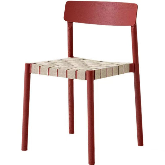 Set of 2 Solid Wood Dining Chairs with Woven Seat – Modern Accent Chairs, Fully Assembled
