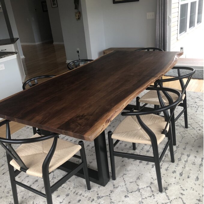 Customized Size：66"(L) x 30" (W) Rustic Live Edge Dining Table, U Shape Metal Legs