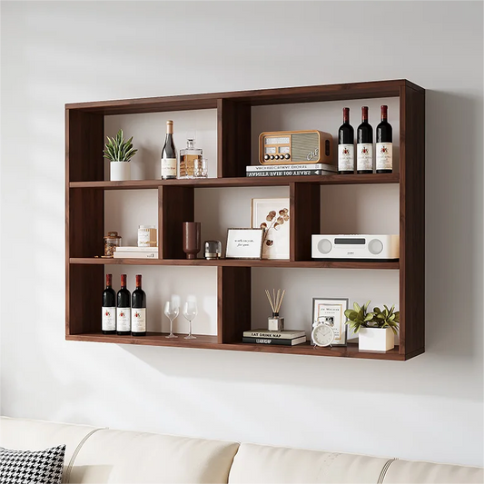 3-Tier Solid Wood Wall Mounted Bookshelf,Wine Rack,Cup Storage Rack,Wall Hanging Display