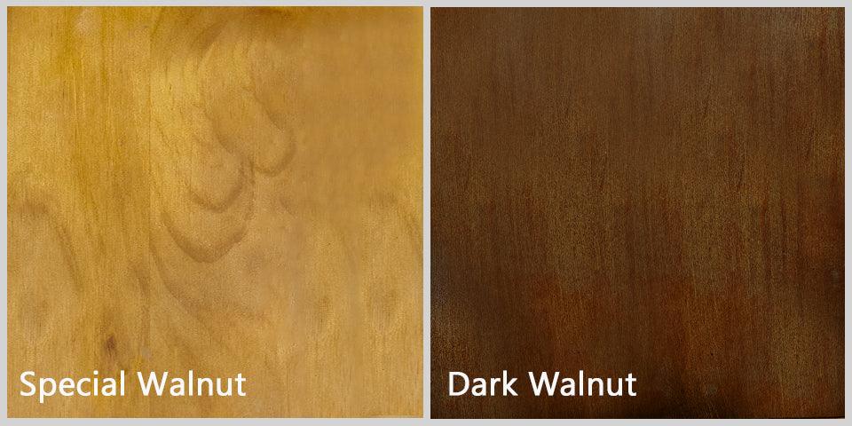 Discover the warm tones of Special Walnut and the rich depth of Dark Walnut wood stains, perfect for sophisticated wood finishing projects.