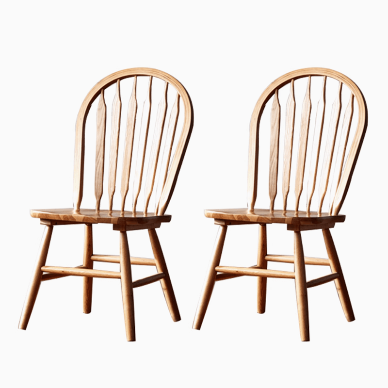 Oak Wood Windsor Back Side Chair for Home - Set of 2