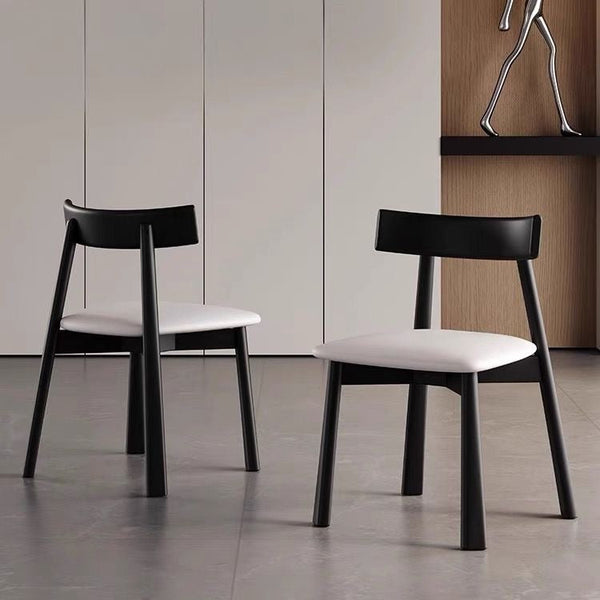 Set of 2 Modern Solid Wood Dining Chairs – Walnut/Black Frame with Upholstered Seat Options
