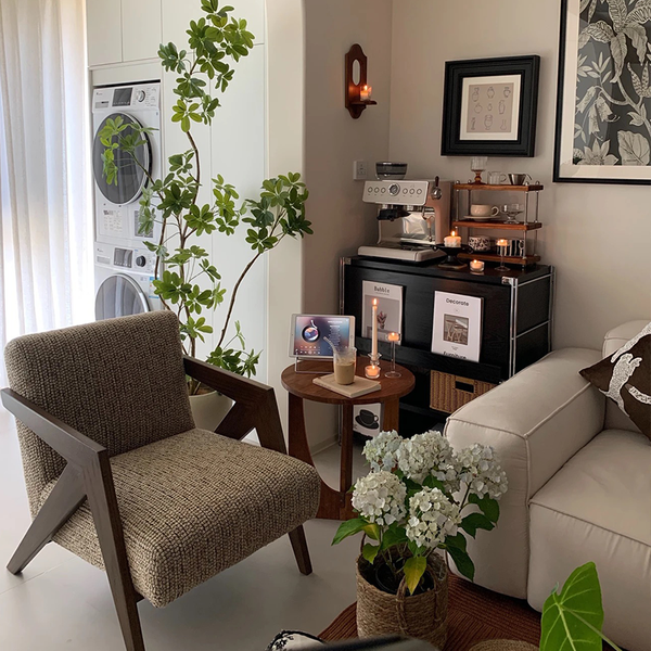 Mid-Century Modern Wooden Armchair – Upholstered Accent Chair with Solid Wood Frame for Living Room, Bedroom & Office