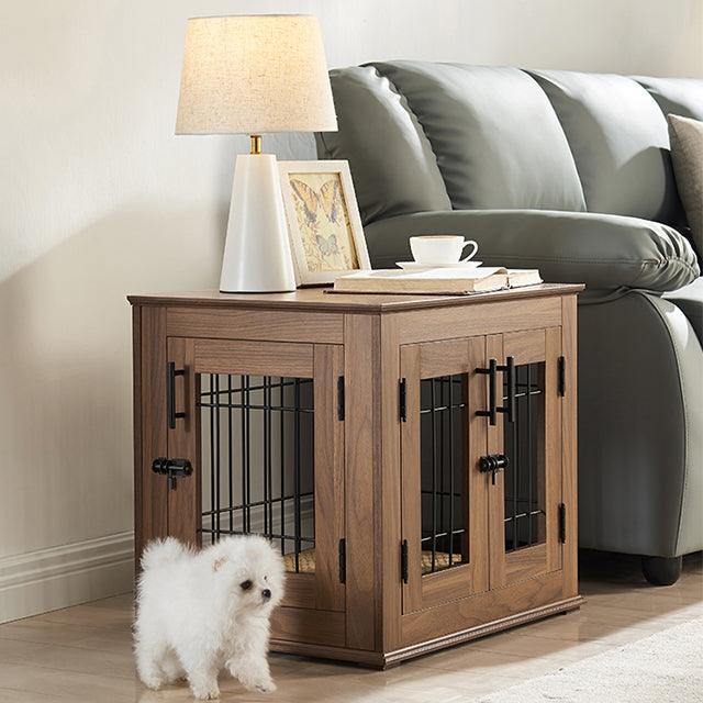 Furniture Style Dog Crate End Table, Double Doors Wooden Wire Dog Kennel with Pet Bed