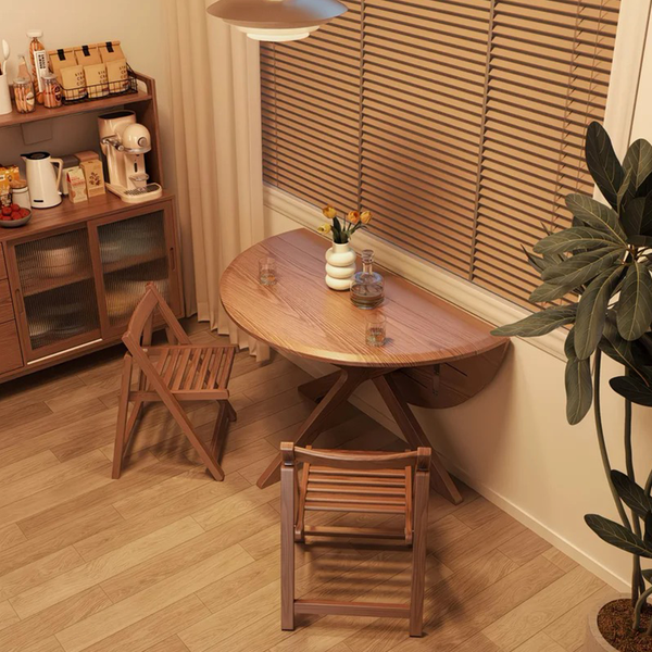 Handcrafted Solid Wood Folding Dining Table – Space-Saving Design for Modern Living