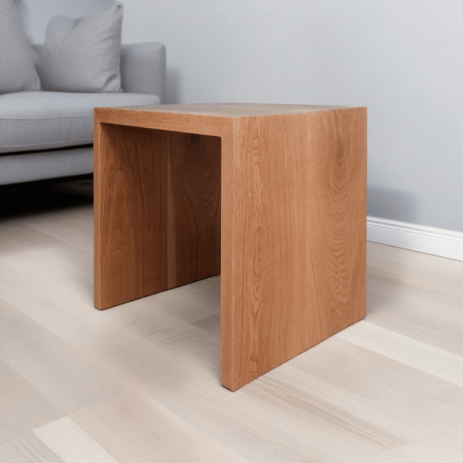 Modern Waterfall End Table or Side Table, Handmade Wooden Side Table, White Oak